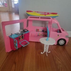 Pink Toy Camper Van with Accessories